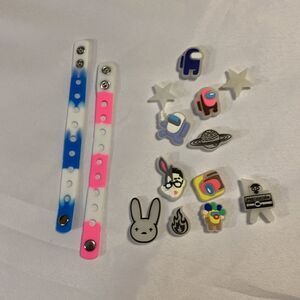 silicone bracelet wristbands (2) with 12 Croc interchangeable Poppets